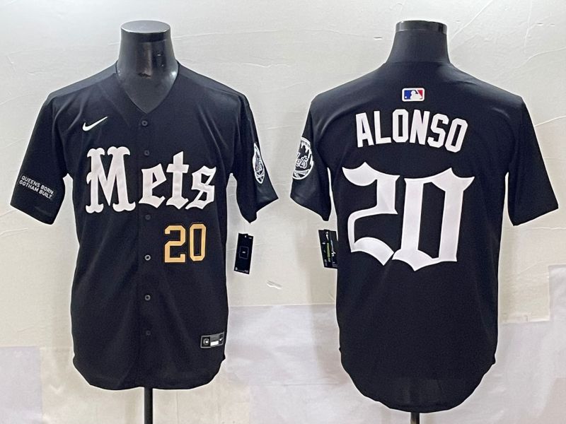 Men 2025 New York Mets #20 Alonso Black Five generations Joint Name Nike MLB Jersey style 3->new york mets->MLB Jersey